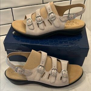 SAS Mystic Web Linen Women's Leather Cream Sandals Tripad Comfort 11N